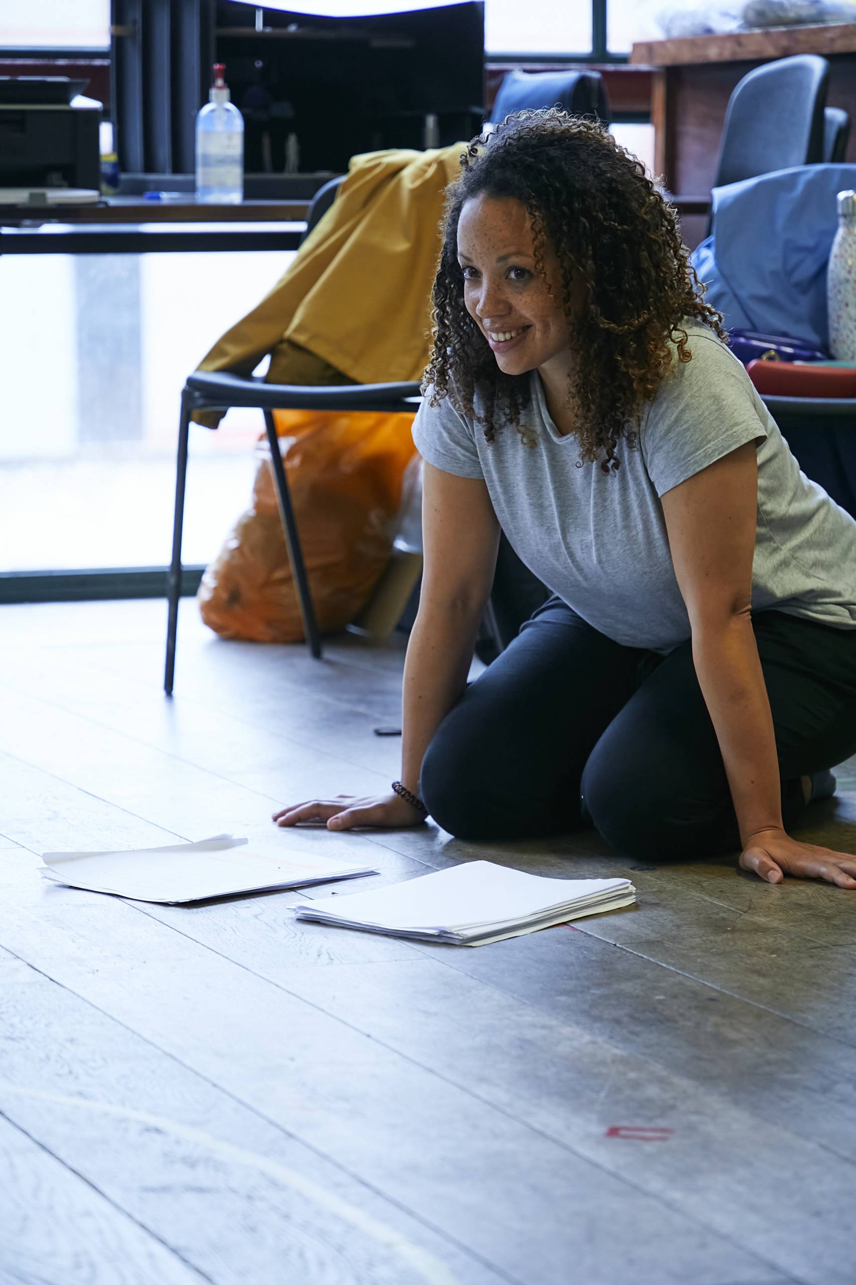 Cat Simmons (Jackie) in rehearsal for Mum.  Photo Credit: The Other Richard