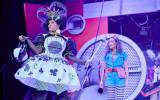 Alice in Wonderland, Natasha Lewis as Queen of Clubz with Paislie Reid as Alice. Photo by The Other Richard